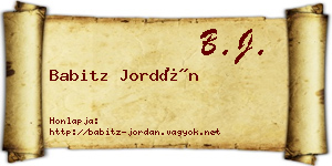 Babitz Jordán névjegykártya